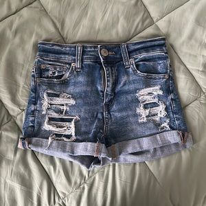 american eagle stretch distressed jean shorts